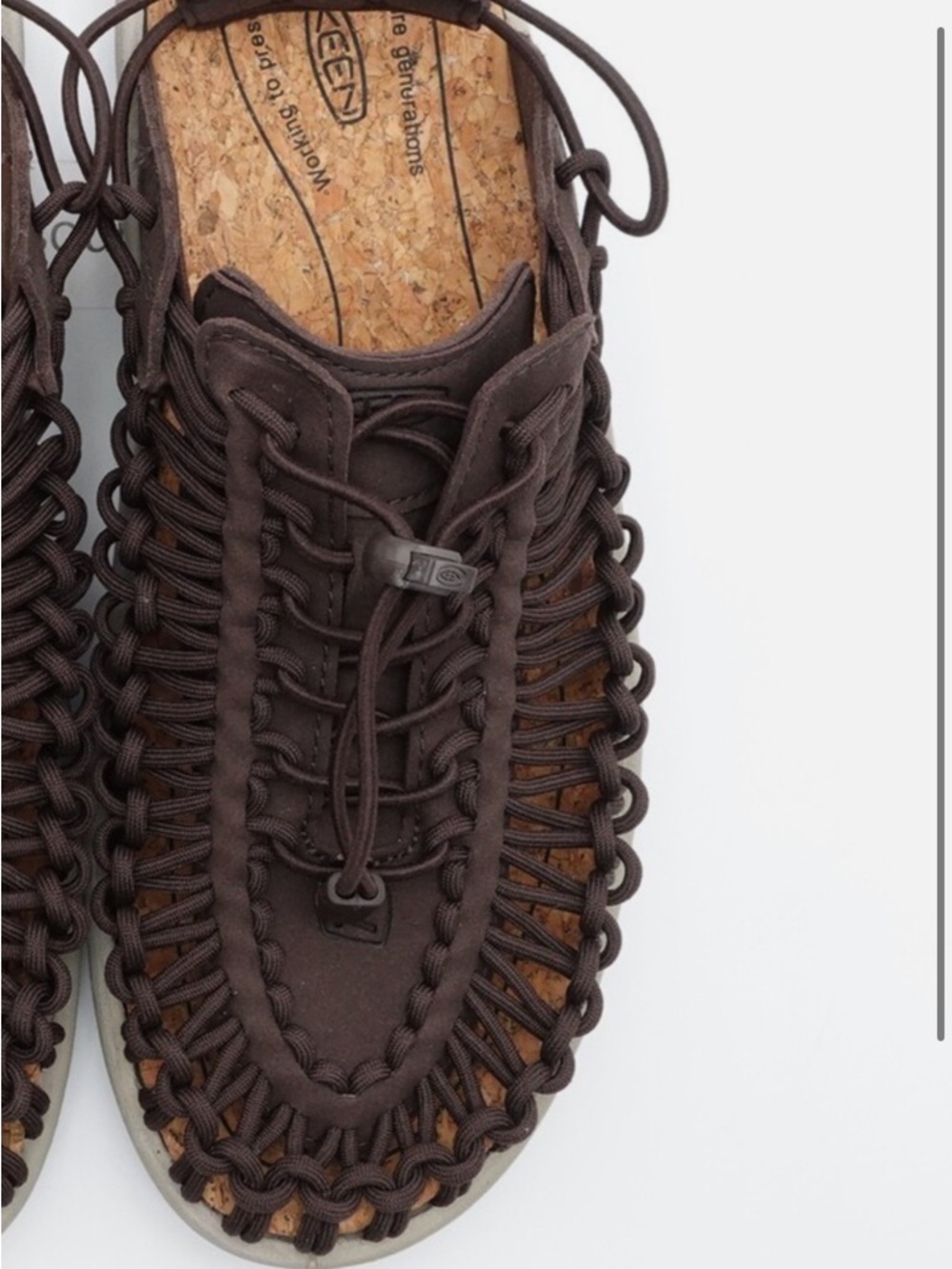 Keen UnNeek corded sandal sneaker dark brown size 7